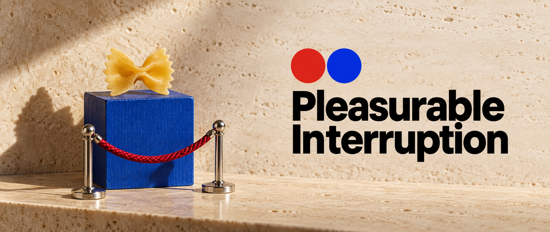파스타 한 조각을 작품처럼 전시한 작은 전시 — Pleasurable Interruption